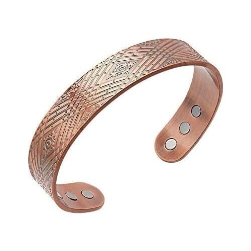 Wollet Red Copper Mens Magnetic Bracelet, European and American Retro Style, Magnetic Copper Bracelet for Men