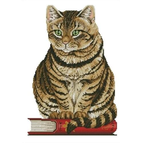 Cat on the book Top Quality Sewing Embroidery Needlework 14CT Unprinted Art Cross Stitch Kits DIY Handmade Decor
