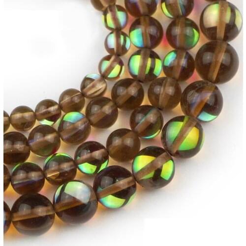 YHBZRET Natural Brown Flash Stone Labradorite 6/8/10MM Light Shining Loose beads for jewelry making bracelet DIY Accessories