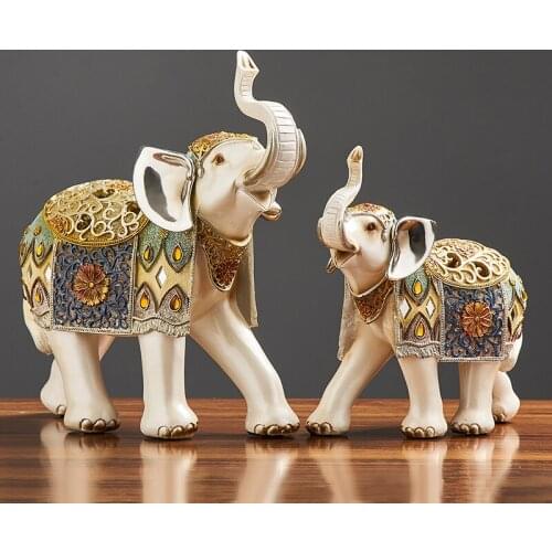 Modern Resin Lucky Elephant Statues for Decoration Large Home Decoration Living Room Wine Cabinet Accessories Gifts for Friends