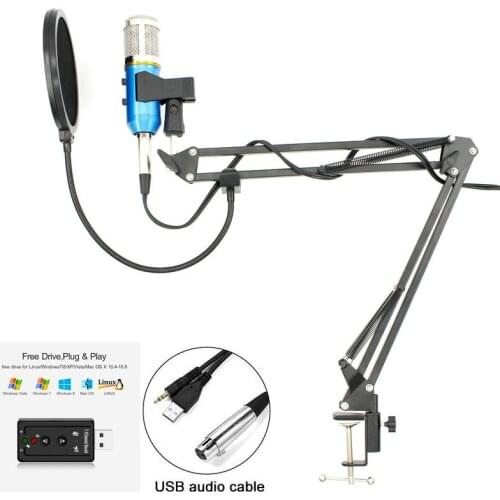 MK F200FL USB Audio Studio Vocal Recording Microfono Professional Condenser Microphone With Holder Stand Pop Filter for Computer