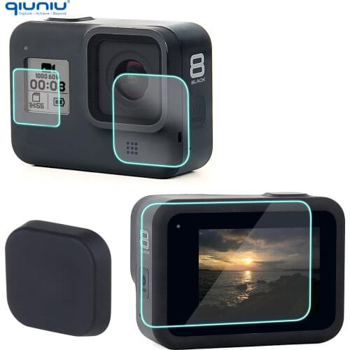 QIUNIU Ultrathin HD LCD + Front Screen Protector + Lens Screen Protective Film for GoPro Hero 8 Black Camera Go Pro 8 Accessory