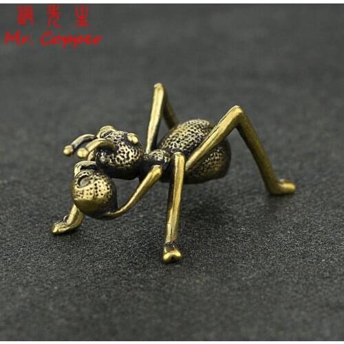 Handmade Pure Copper Ant Incense Burner Tea Pet Retro Brass Animal Figurines Small Ornaments Desk Crafts Decorations Home Decor
