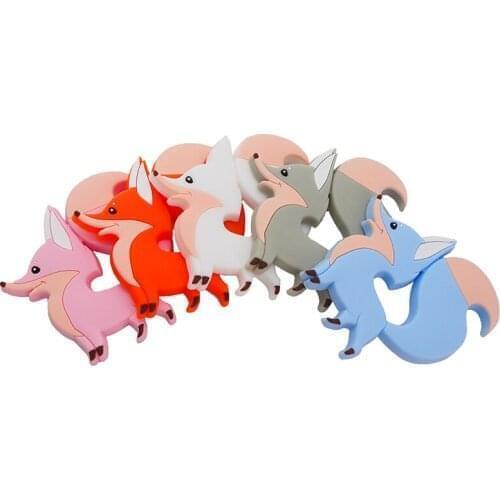 Chenkai 10PCS Silicone Fox Teething Baby Shower Pacifier Teething BPA Free For DIY Nursing Necklace Chewable Pacifier Gift