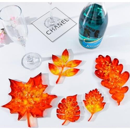 TC114 DIY Tree Maple Leaf Resin Mold Silicone Clay Casting Mould Coaster Cup Holder Jewelry Making Craft Tools