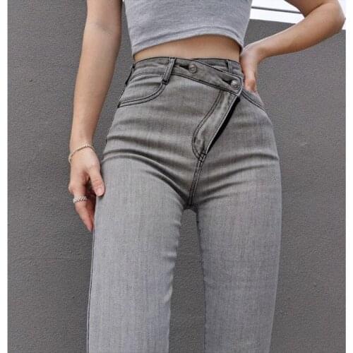 TVVOVVIN Four color large elastic 2021 new high waist slim fit bag buttocks button tight small foot jeans 4MYM