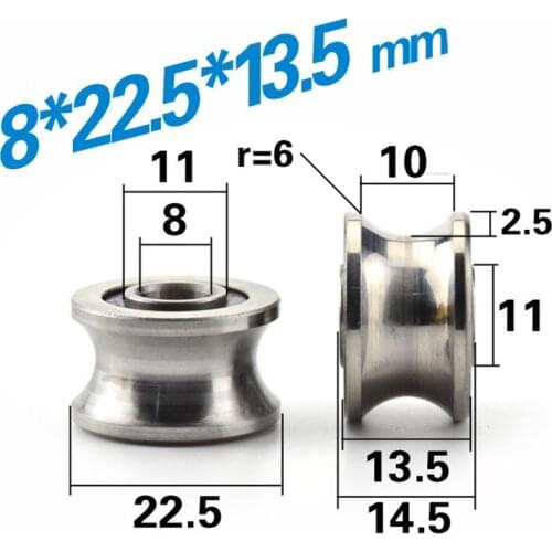 [U0822-13J]Free shipping 10PCS high quality inner 8mm pulley rail steel ball bearing wheel roller tools guide pulley 0822UU