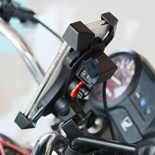 Universal Motorcycle Handlebar Mount USB Charging Mobile Phone GPS Holder Bracket Stand For iPhone Samsung Xiaomi