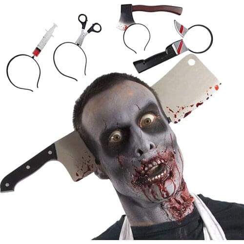 Horror Halloween Headband Scary Knife Scissors Halloween Accessories Props Masquerade Party Supplies Event Party Decor
