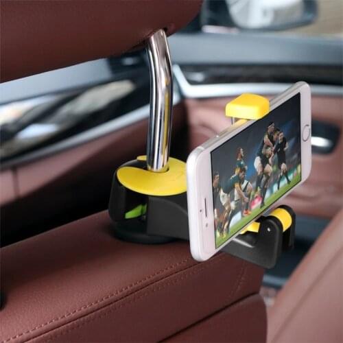 2 in 1 Car Headrest Hook with Phone Holder Seat Back Hanger for Bag Handbag Purse Grocery Cloth Foldble Clips Organizer