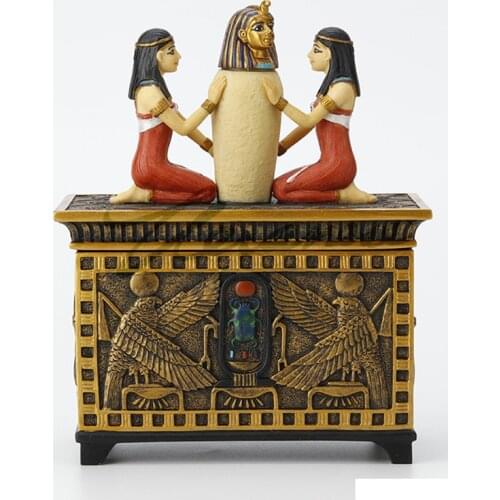 WU CHEN LONG Ancient Egypt Ramses Ⅱ Jewel Box Art Sculpture Figurine Resin Crafts Decorations For Home Birthday Gift R3669