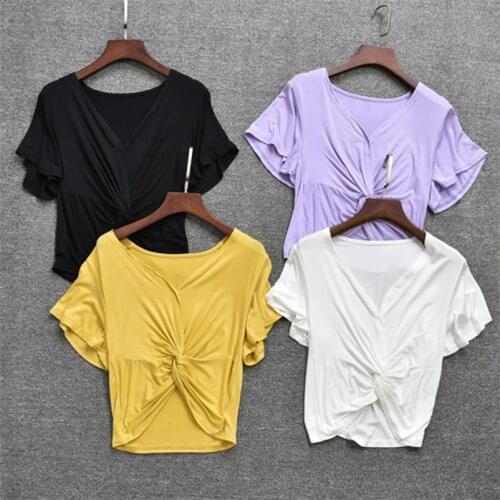 2020 Women Solid V-Neck Tee Tops Short Sleeve 95% Cotton Women Soft Dance T-Shirts Sweet Girl Candy Colors Tops Plus Size M-6XL