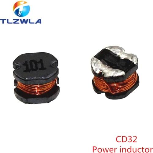 10pcs CD32 Power inductor 2.2/3.3/4.7/6.8/10/15/22/47/100UH SMD inductance Copper core