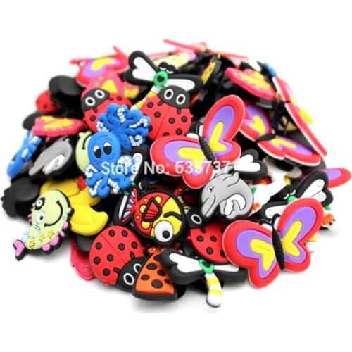 110pcs/lot Insects PVC shoe charms ,shoe decoration fit Clog for children gift