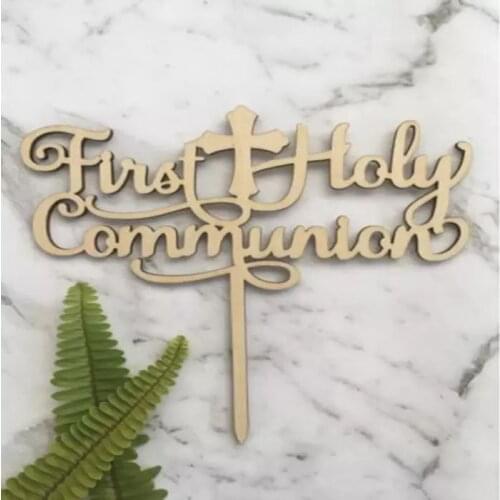 20pcs First Holy Communion Rustic Wood Cake Topper