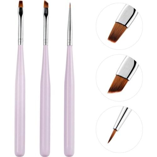 3Pcs/Set Light Pink UV Gel Polish Painting Drawing Liner Brush Dotting Pen Nail Art Rhinestone Decoration Manicure Tools