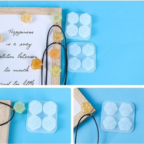 4-Cavity Cats Claw Pendant Earrings Crystal Epoxy Resin Mold Keychain Silicone Mould DIY Crafts Jewelry Casting Tools