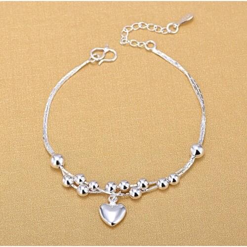 925 Silver Heart Bracelets 925 Fashion Charm Bracelets Fine Fashion Bracelet Jewelry For Woman Gift