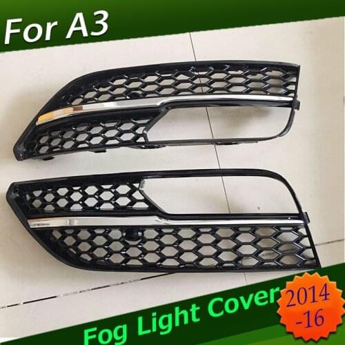 Car Styling ABS Fog Light Grill Mask Mesh Covers for Audi A3 Sportback Hatchblack 2014 2015 2016