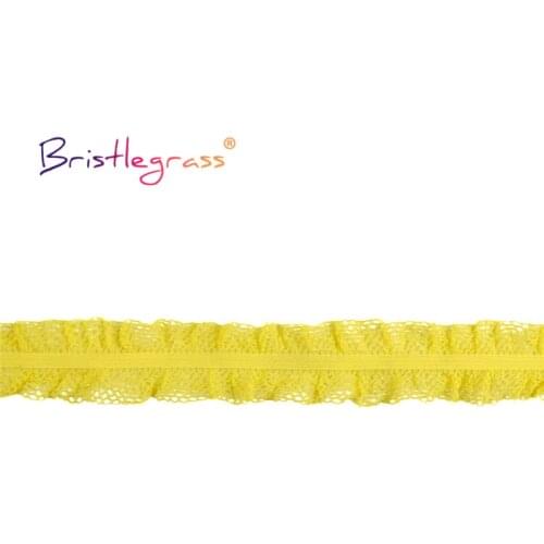 BRISTLEGRASS 5 10 Yard 1" 25mm Lemon Mesh Frilly Decorative Lace Trim Elastic Spandex Band Tape Headband Tutu Dress Sewing Craft