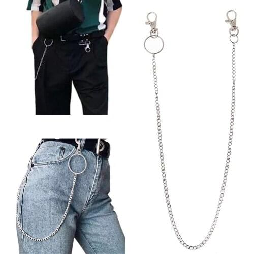 Long Metal Wallet Chain Leash Pant Jean Keychain Ring Clip Mens Hip Hop Jewelry