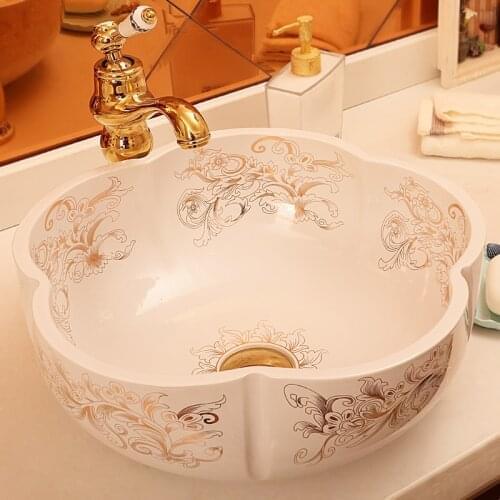 Europe Vintage Style Ceramic Sinks Counter Top Wash Basin Bathroom Sink ceramic bowl wash basin