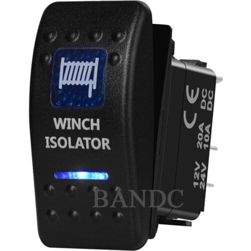 WINCH ISOLATOR Rocker Switch 5P On-Off Dual Blue Led Lamp for Car Boat Marine Vehicle Yacht Ship, Auto Accessories, 12V 24V