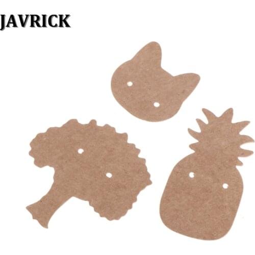 JAVRICK 100 Pieces Kraft Paper Pineapple Cat Life Tree Earring Display Tags Cards Jewellery Holder Gift Shop Tags Cards NEW