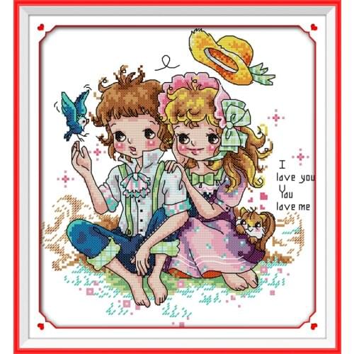 Joy sunday cartoon style Happy spring outing Christmas cross stitch patterns needlepoint kits for kids make embroidery