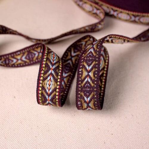Native embroidery ethnic jacquard webbing woven tape lace trim ribbon 1.8cm jean collar tribal boho gypsy DIY garment accessory