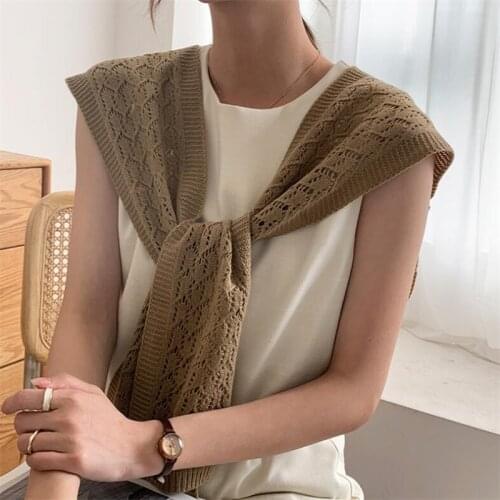 Little shawl women 2021 new scarf wraps accessory summer air-conditioned room fashion knitted designer neck shawl wraps cape