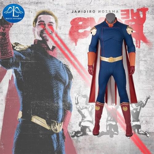 Manluyunxiao Homelander Cosplay The Boys Superhero Outfit Halloween Costume for Kids Men Adult Antony Starr Jumpsuit Custom Made