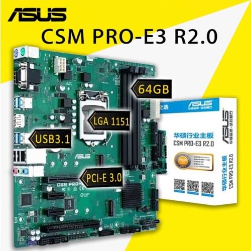 LGA 1151 Asus CSM PRO-E3 R2.0 Motherboard Intel 8th/9th-Gen Core i7/i5/i3 CPU DDR4 64GB PCI-E 3.0 D-Sub M.2 Intel B365 Placa-mãe