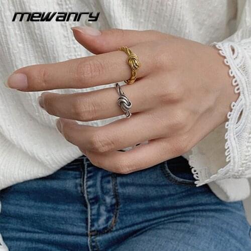 Mewanry 925 Sterling Silver Twist Knot Rings New Fashion Vintage Party Simple Design Jewelry Birthday Gift for Women Wholesale