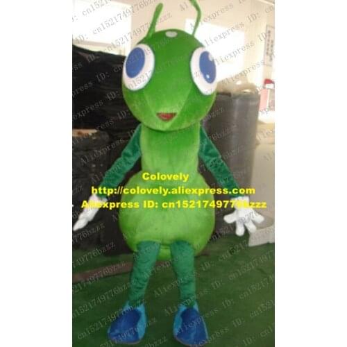 Lovely Green Ant Mascot Costume Mascotte Formicidae Insect Adult With Big Blue Round Eyes Small Mouth No.1867 Free Shipping