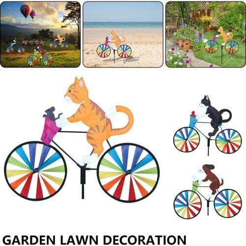 Cute 3D Animal on Bike Windmill Whirligig Garden Lawn Yard Decor Wind Spinner Whirligig Garden Lawn Yard Decor Outdoo