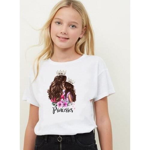 Fashion White Kids Tshirt Harajuku Super Mama Princess Print T-shirt Summer Funny Children Short Sleeve Girls Tee Shirts