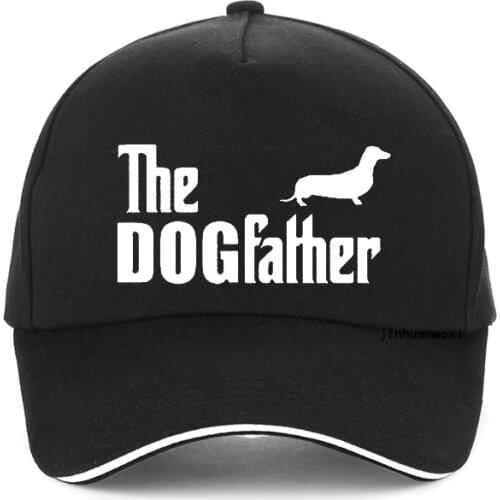 Fashion THE DOGFATHER Dachshund Sausage Dog Funny Humour Printed Baseball cap Brand Men and women adjustable snapback hat