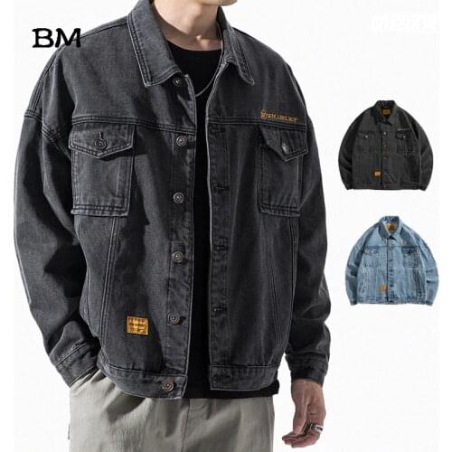 Fashion Harajuku Jeans Jacket Men Streetwear Outerwear Coat Korean Style Clothing Male High Quality Denim Tops Bomber Jacket