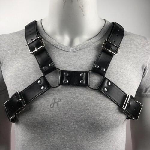 Men Fetish Lingerie Exotic Accessory Sissy Body Chest Harness Adjustable Gay Clothes for Bondage Cage Rave Tank With Metal Rings