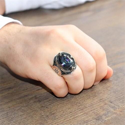 Mystic Topaz Gemstone 925 Sterling 925 K Silver Men 'S Ring