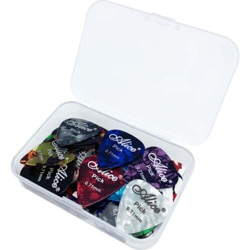 40 pieces Alice Guitar Picks with Storage Box Long Life Mediator Bass Pick Druable Material Thickness .46 .71 .81 .96 1.2 1.5 mm