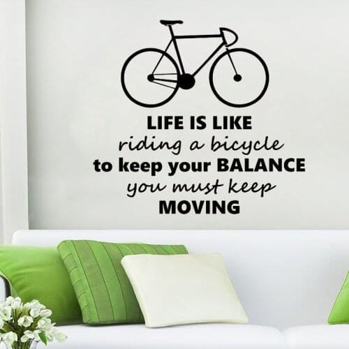Life Is Like Riding A Bicycle Quote Wall Stickers Bike Wall Art Decal Sticker Mural Home Decoration Living Room Bedroom Decor