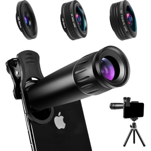 New 22 Times Telescope Fish Eye Wide-Angle Macro Four In One Mobile Phone Universal Lens Telephoto Mobile Phone External Lens