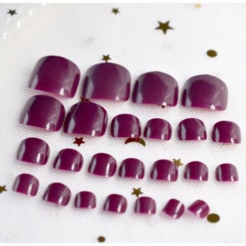 Must for Lady on Summer Carnival Style Candy Red False Toes Toenails 20 Color Glitter Greyish Purple N0100t