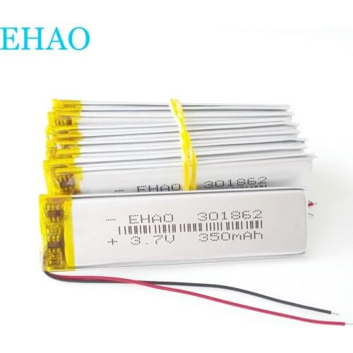 Wholesale 10 pcs 301862 3.7V 500mAh Lithium Polymer LiPo Rechargeable Battery For Mp3 bluetooth GPS Speaker Recorder camera