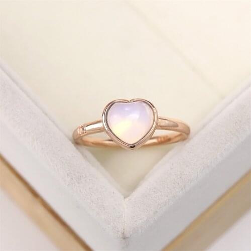 Popular European and American S925 silver plated rose gold wedding ring simple heart-shaped color zircon crystal jewelry