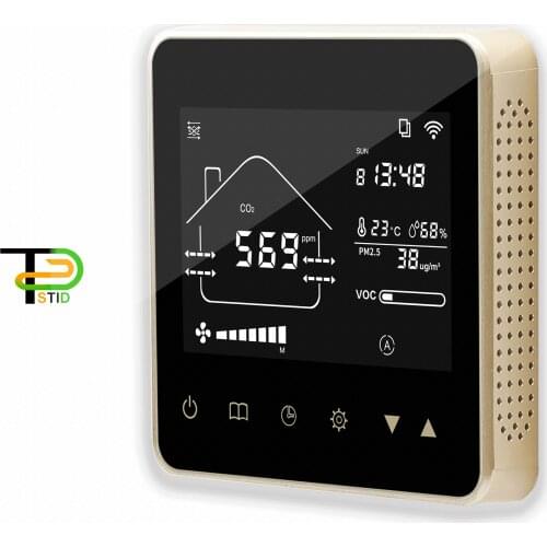 Temp Humidity VOC PM2.5 CO2 Air Quality Monitor Regulator for WIFI Home Ventilation System RS485 0-10V Proportional Control