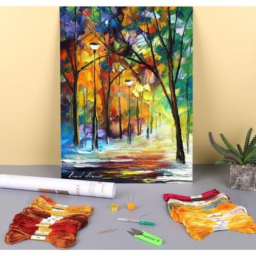 Romantic Winter Printed Water-Soluble Canvas 11CT Cross-Stitch Patterns DIY Embroidery DMC Threads Craft Promotions