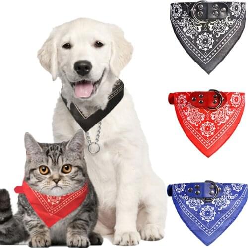 Cute Adjustable Small Dog Collars Puppy Slobber Towel Outdoor Cat Collar Print Scarf Design Dog Collar Neckerchief Pet Supplies